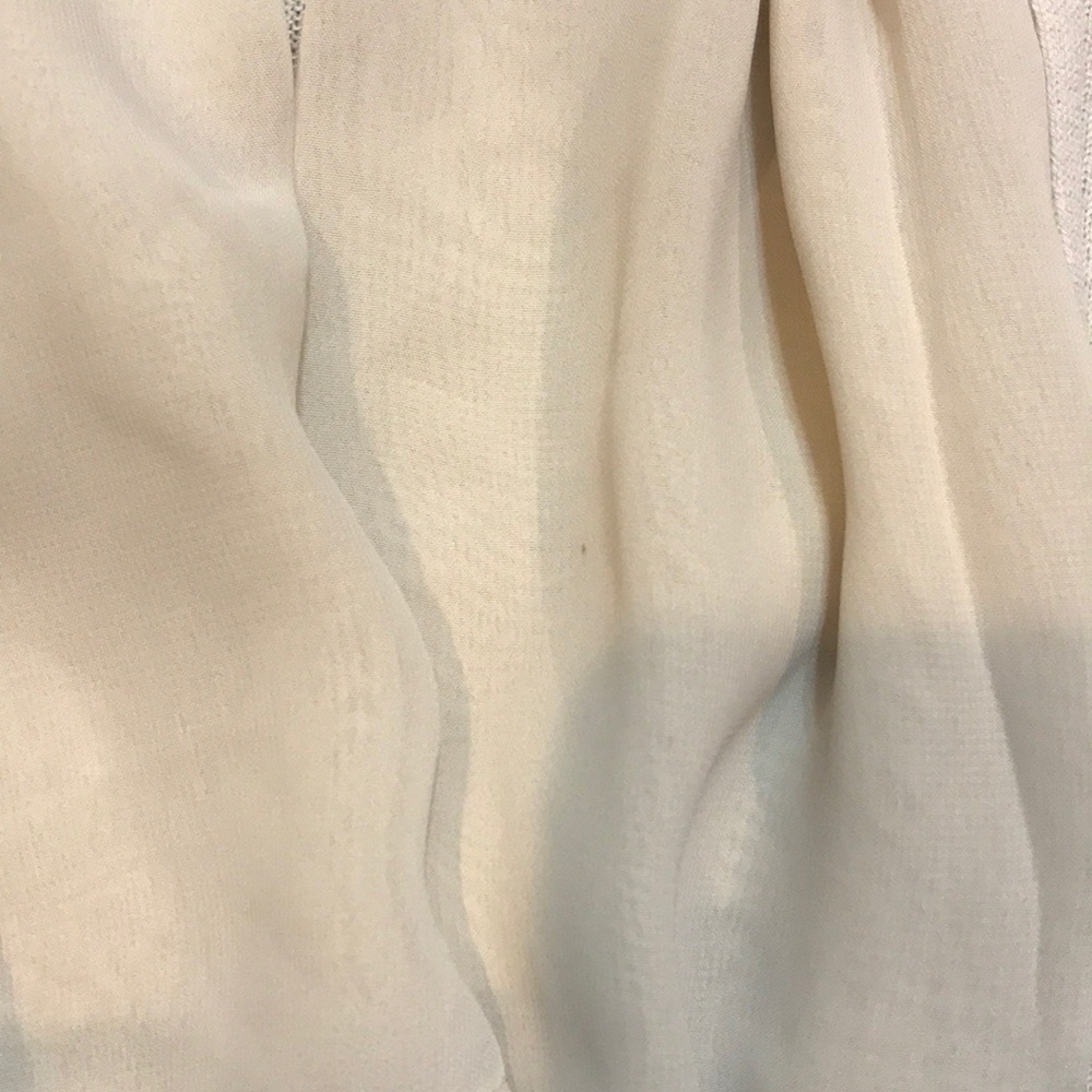 The Limited Cream Short Sleeve Shrug with Draped Scarf and Bead Accents - Picture 5 of 14